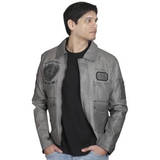 Chaqueta Ecocuero Gris