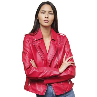 Chaqueta Aviadora CHG04 Ecocuero Rojo