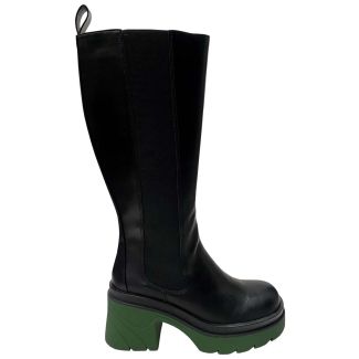 Bota Ecocuero Negro Verde