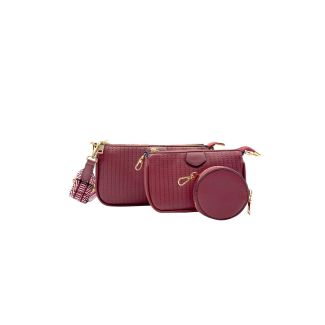 Cartera + estuche + monedero Ecocuero Burdeo CRS88