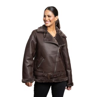 Chaqueta Aviadora CHG79 Ecocuero Café