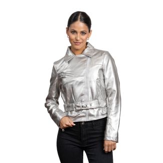 Chaqueta Aviadora CHG82 Ecocuero Plata