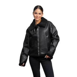 Chaqueta Aviadora CHG78 Ecocuero Negro