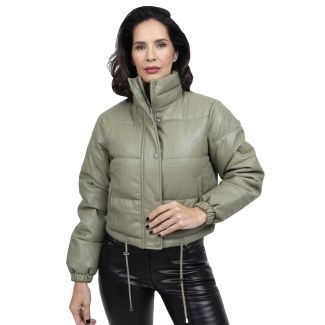 Chaqueta Puffa EcoCuero Verde