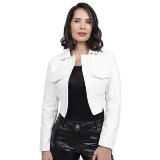 Chaqueta Crop EcoCuero Blanco