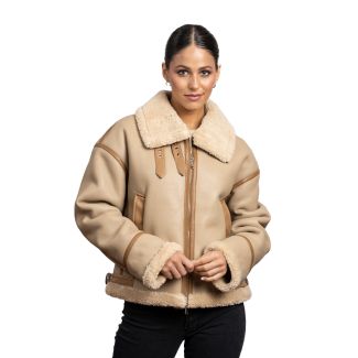 Chaqueta Aviadora CHG78 Ecocuero Beige
