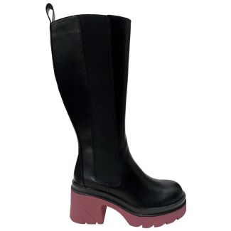 Bota Ecocuero Negro Rosado