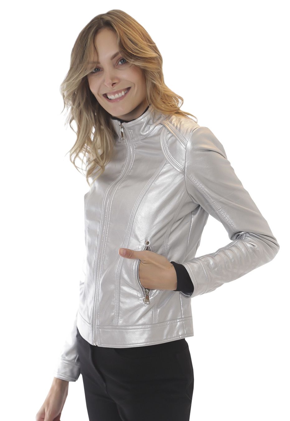 Chaqueta gris plata deals
