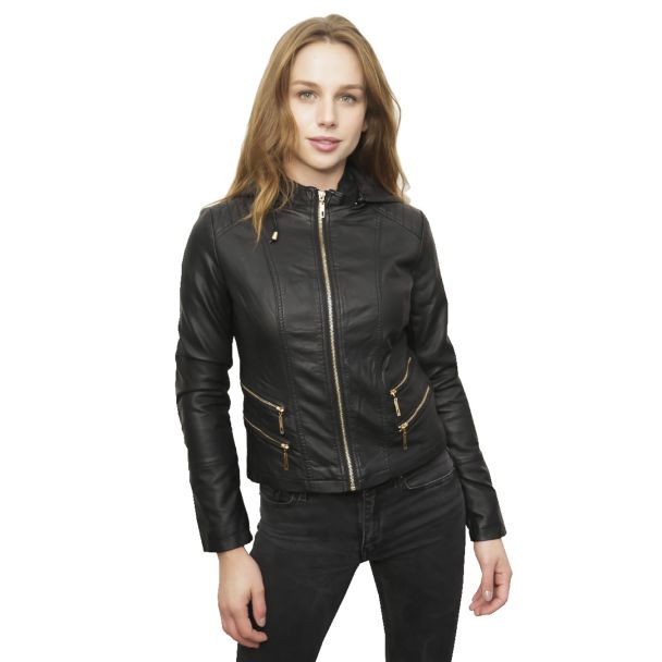 Chaqueta Ecocuero Negro