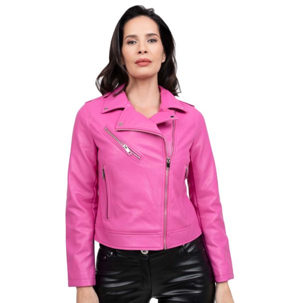 Chaqueta Aviadora CHG67 Ecocuero Fucsia