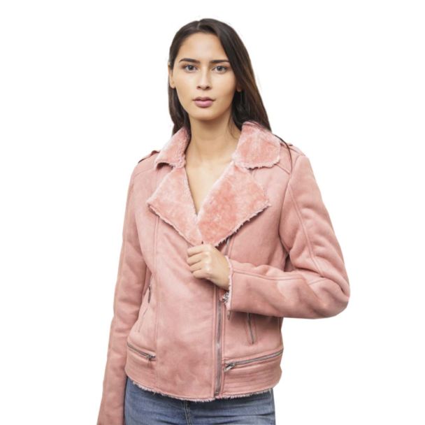 Chaqueta Aviadora CHF76 Gamuza Ecológica Rosada
