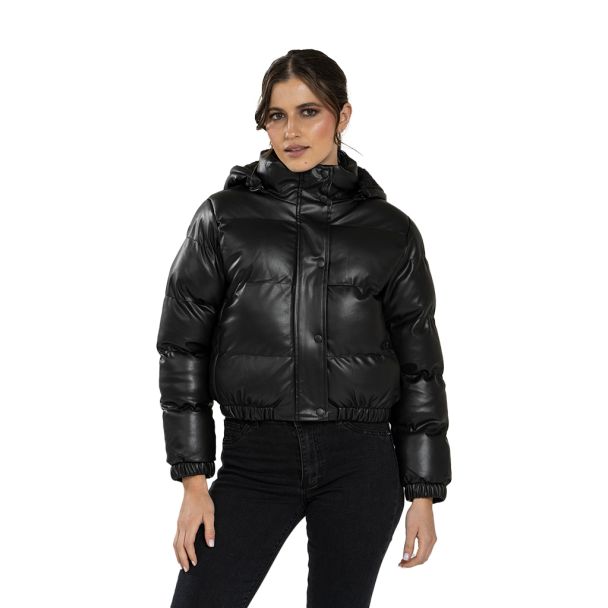 Chaqueta Puffa CHG74 Ecocuero Negro