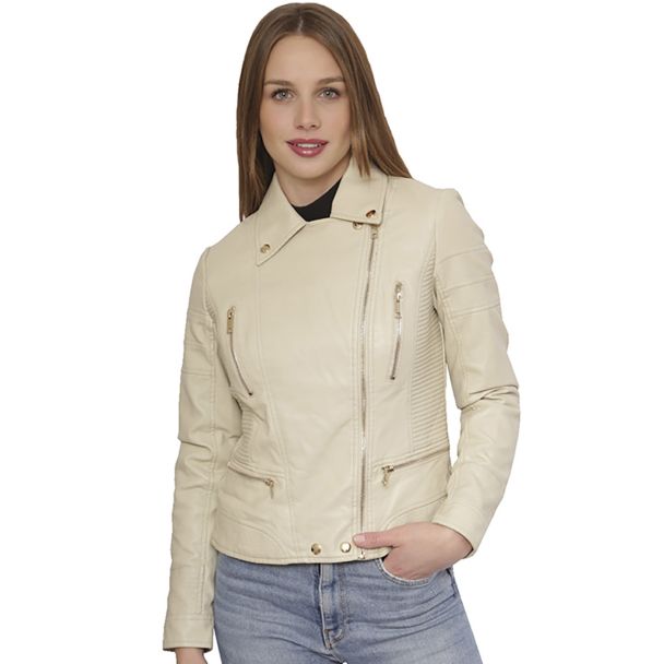 Chaqueta Aviadora CHG03 Ecocuero Beige