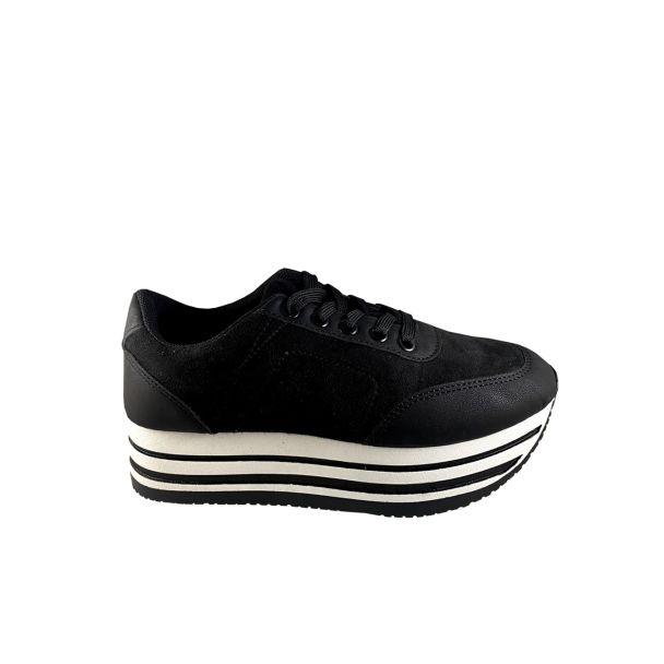 Zapatilla Gamuza Ecológica Negro