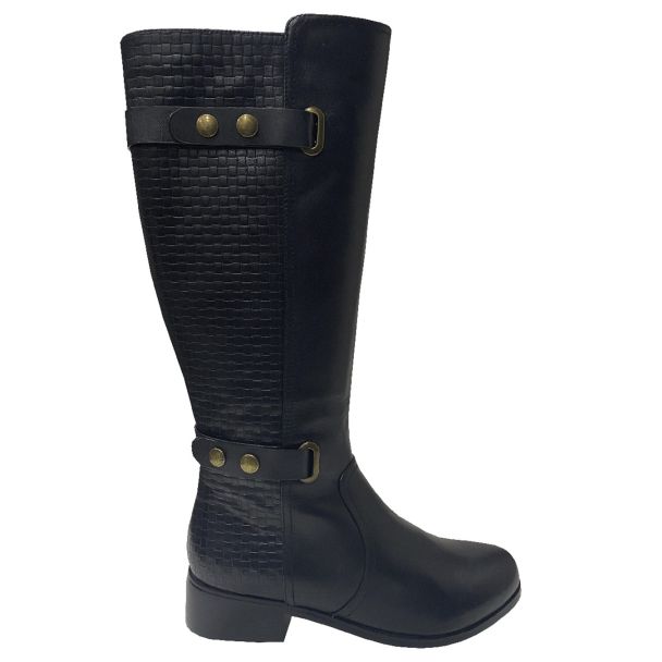 Bota Cuero Negro