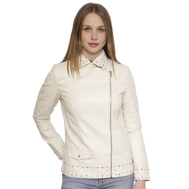Chaqueta Aviadora CHG06 Ecocuero Blanco