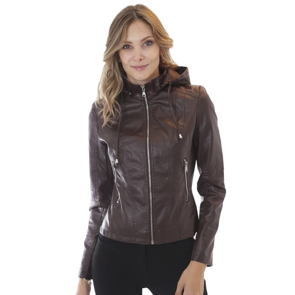 Chaqueta Ecocuero Café
