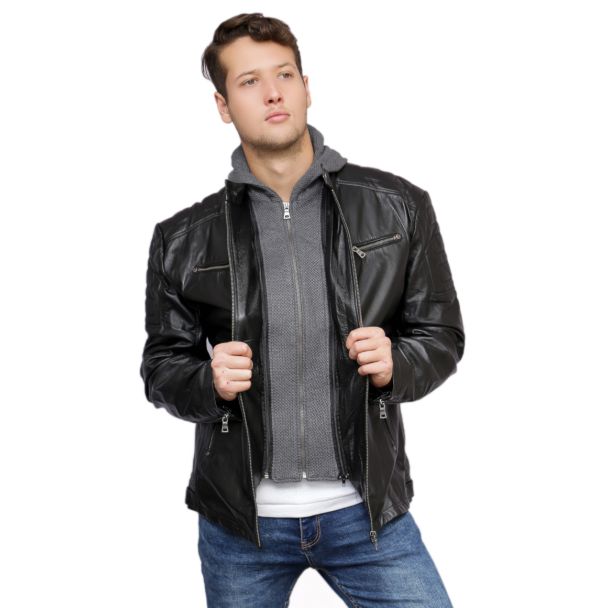 Chaqueta Cuero Negro