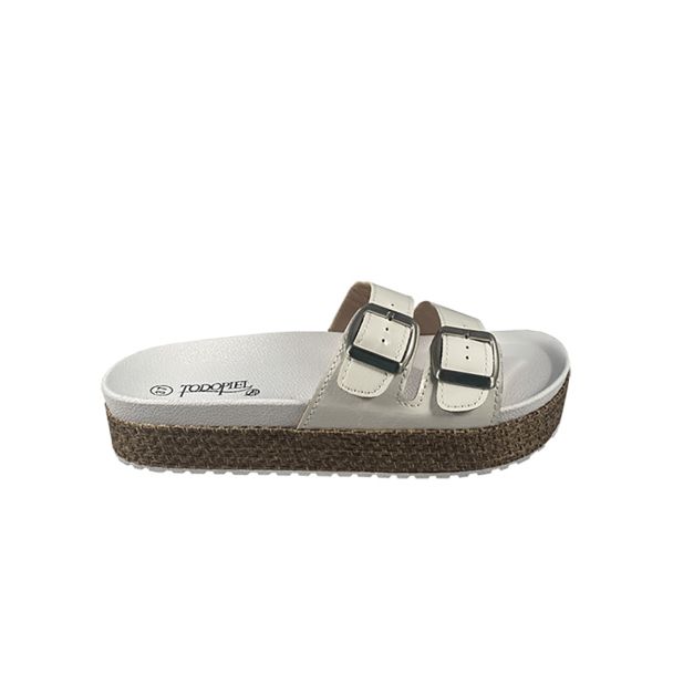 Sandalia Ecocuero Blanco Charol