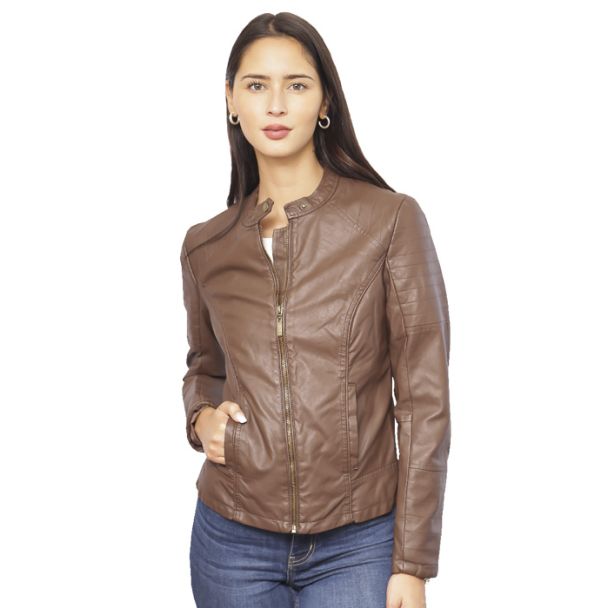 Chaqueta Ecocuero Café