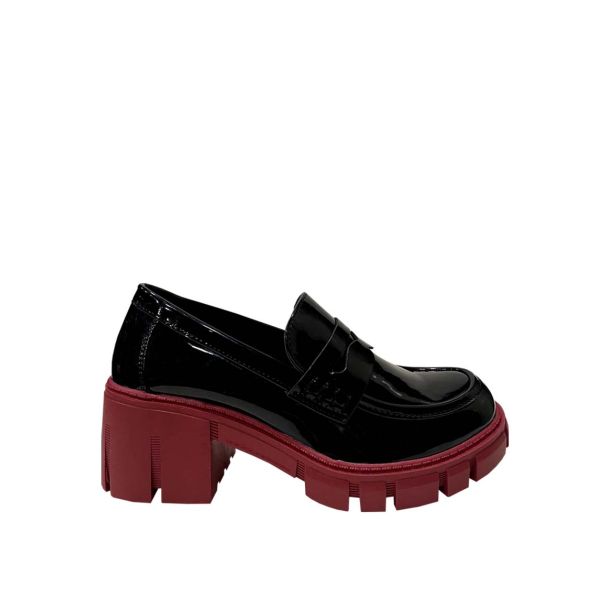 Mocasín Ecocuero Negro Rojo