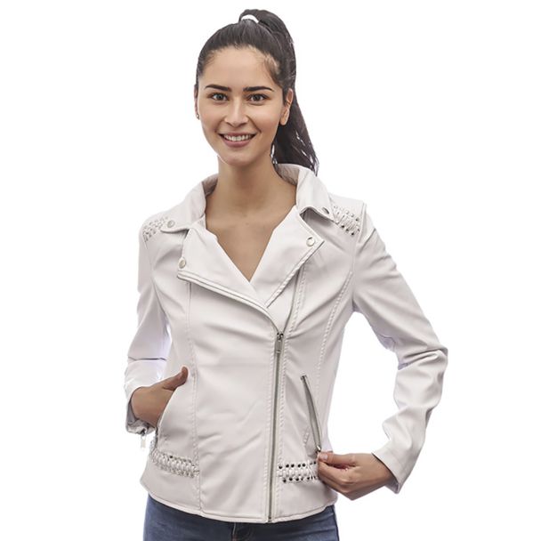Chaqueta Aviadora CHG32 Ecocuero Blanco
