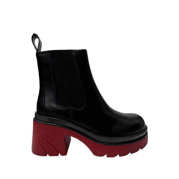 Botín Ecocuero Negro Rojo