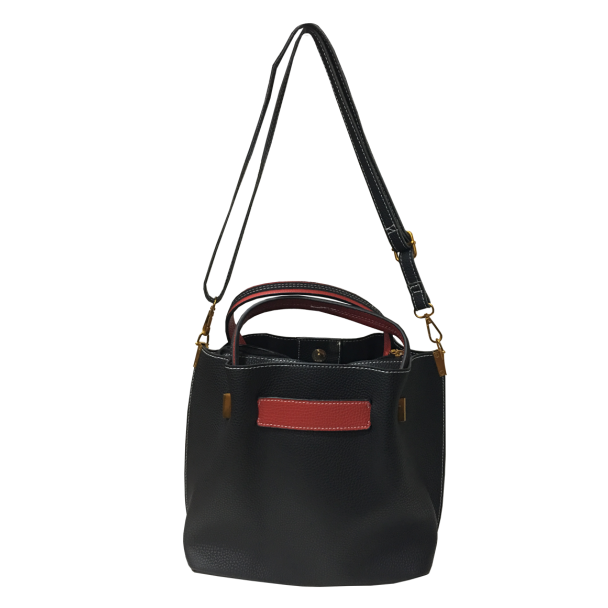 Cartera Cuero Ecológica NegroRojo