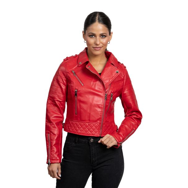 Chaqueta Aviadora CHG80 Ecocuero Rojo