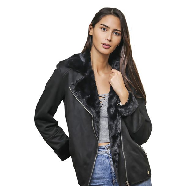 Chaqueta Aviadora CHG05 Gamuza Ecológica Negro